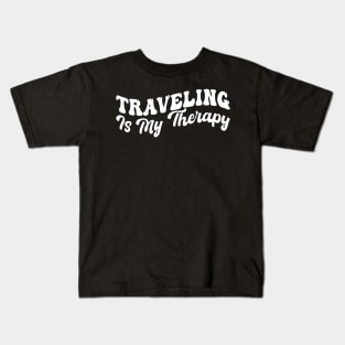 Traveling Is My Therapy Kids T-Shirt